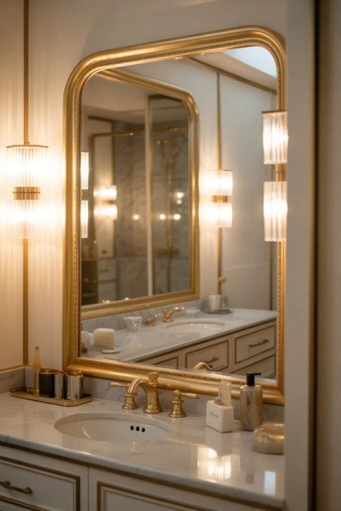 17 bathroom wall decor ideas gold frame