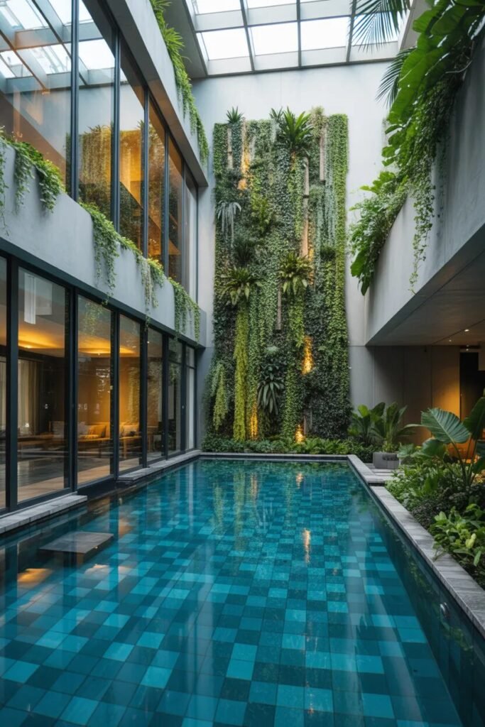 glass wall unique pool landscaping ideas