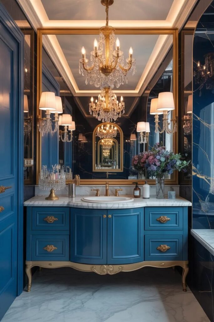 glam blue bathroom ideas luxury