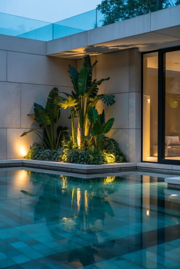 LED unique pool landscaping ideas