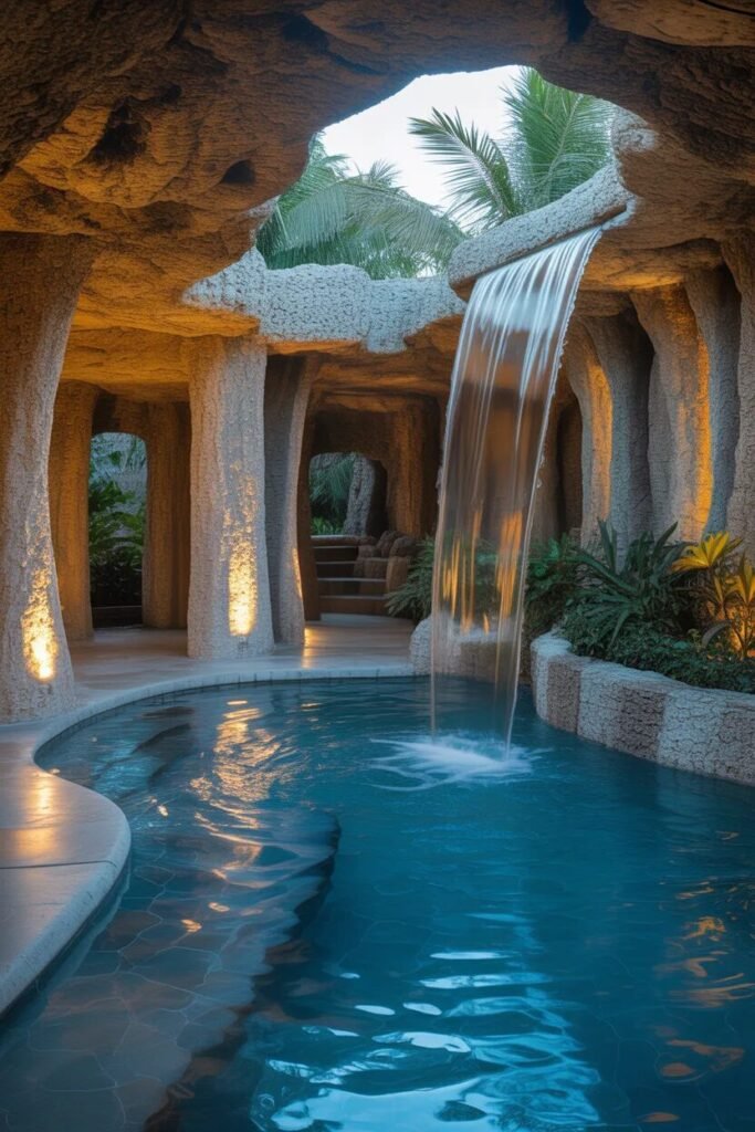 cave unique pool landscaping ideas