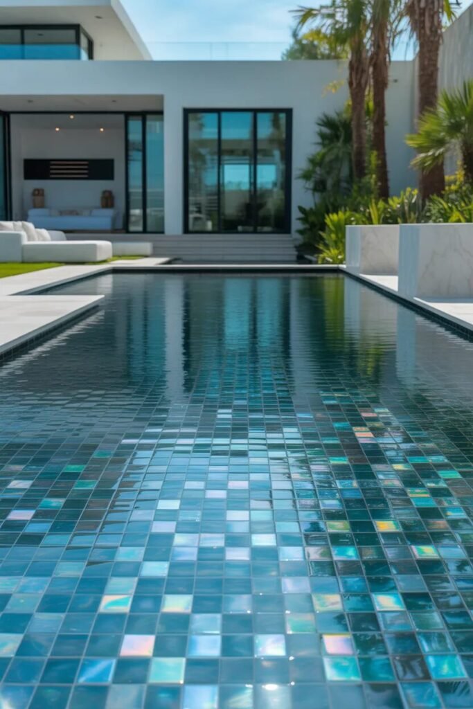 glass tile unique pool landscaping ideas