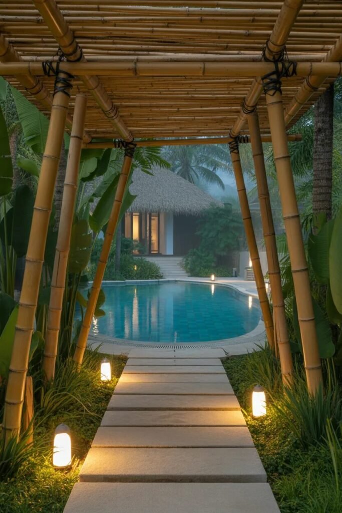 bamboo unique pool landscaping ideas
