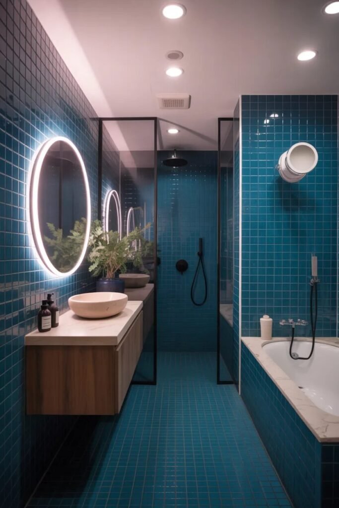 LED blue bathroom ideas modern