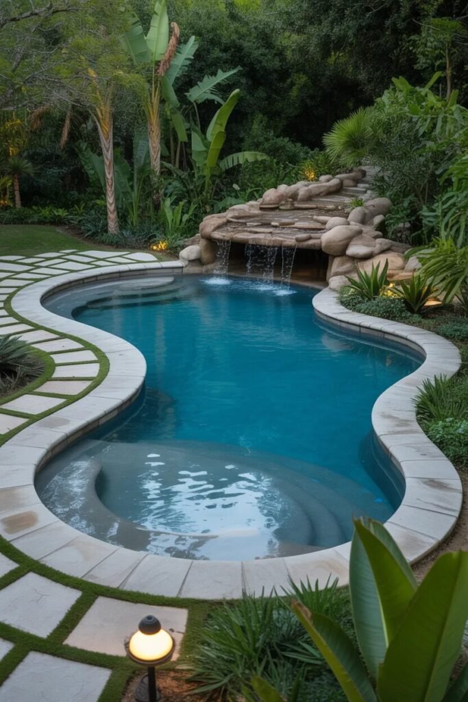 curved unique pool landscaping ideas