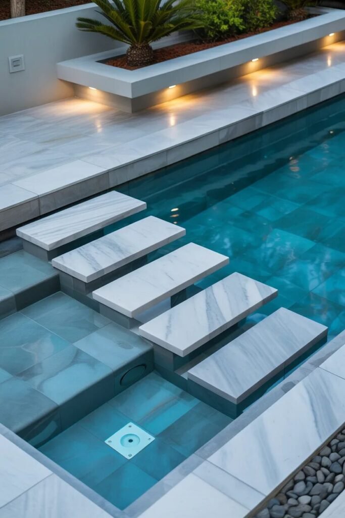 marble unique pool landscaping ideas