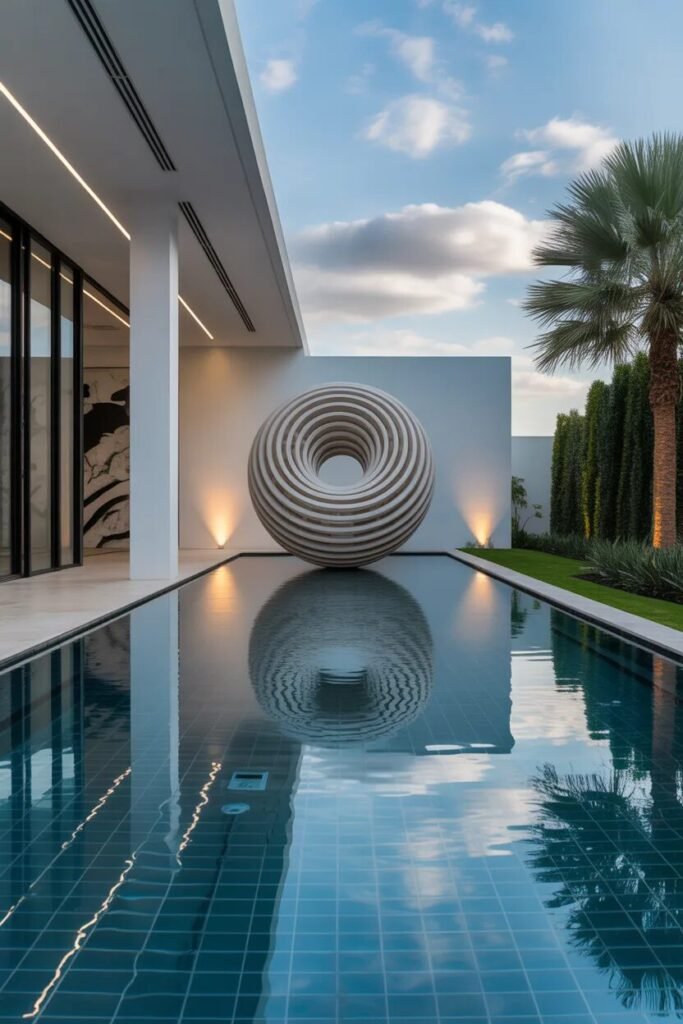 sculptural unique pool landscaping ideas

