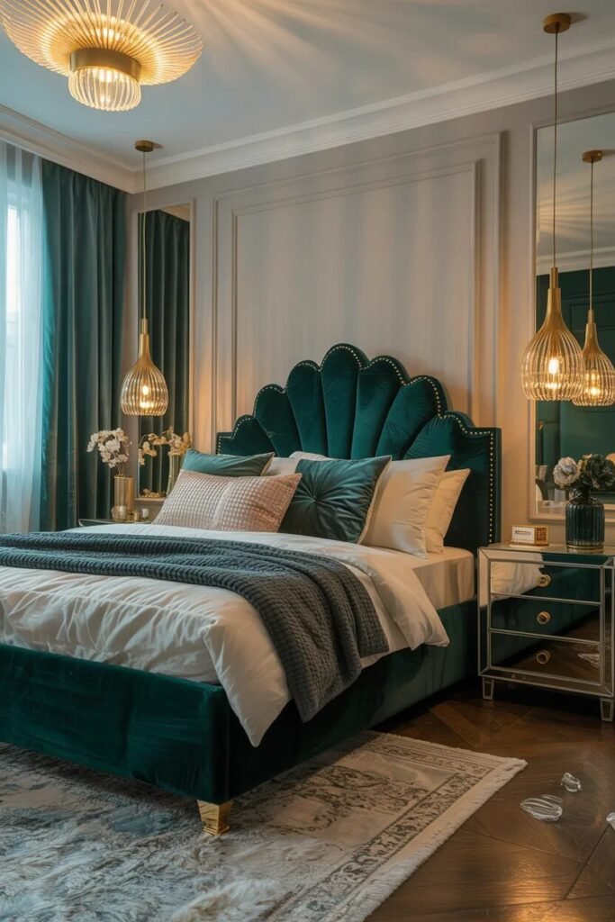 stylish small bedroom ideas velvet glam