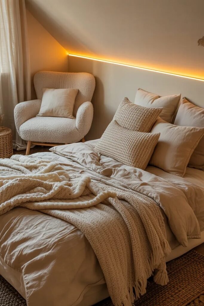stylish small bedroom ideas beige lighting