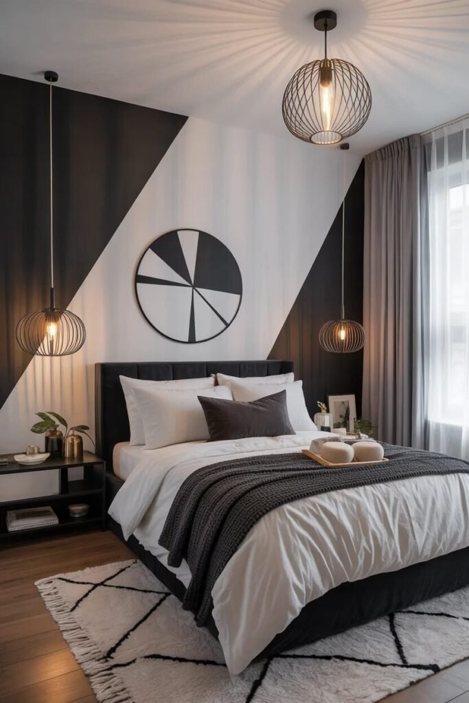 stylish small bedroom ideas black white