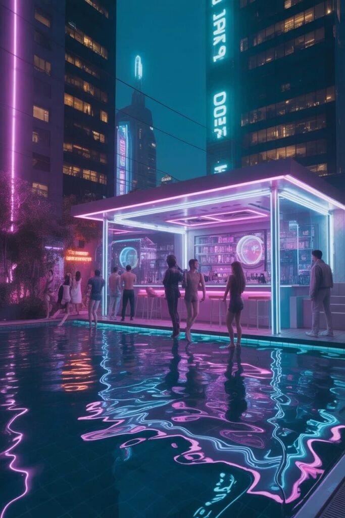 30 creative pool bar ideas neon cyber bar