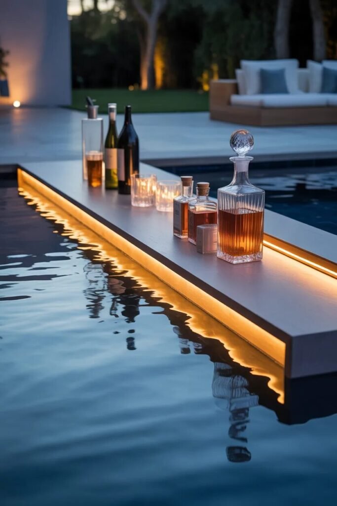 30 creative pool bar ideas LED shelves