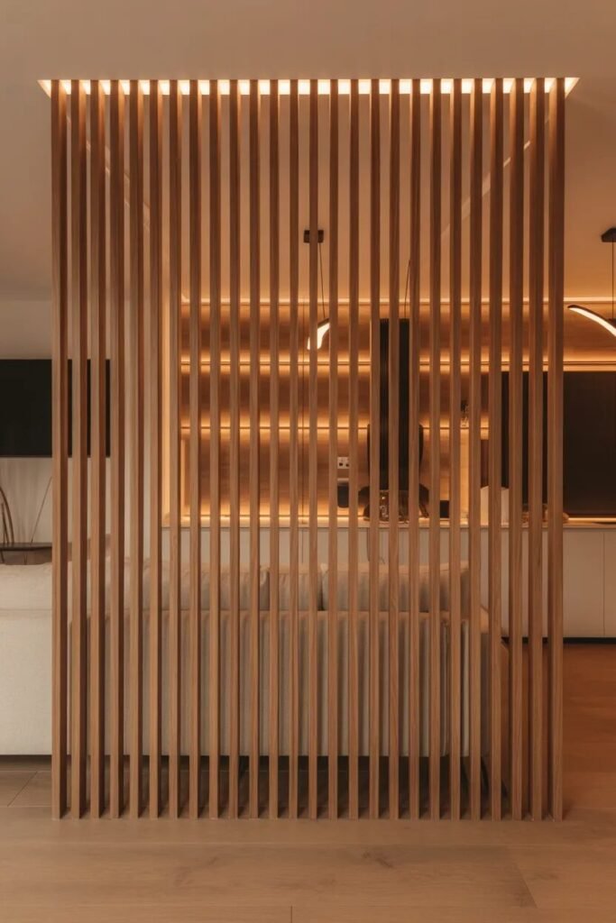 slat living room wall decor ideas