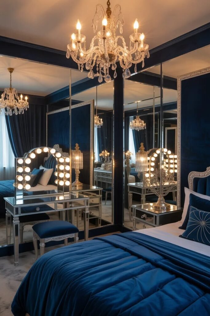 glam blue bedroom ideas furniture