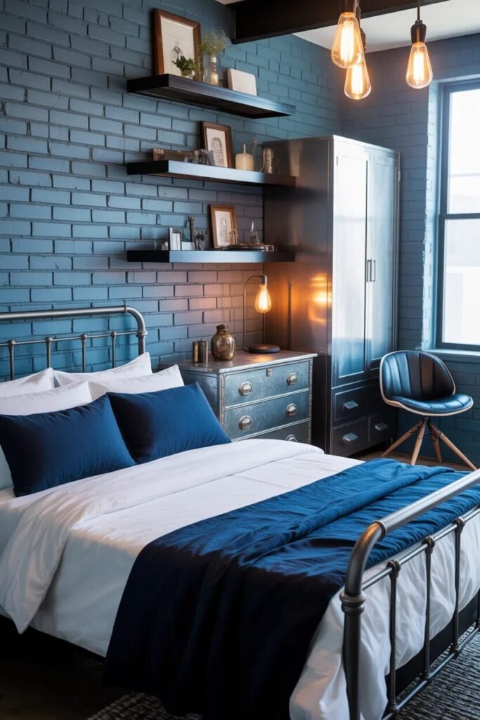 industrial blue bedroom ideas furniture