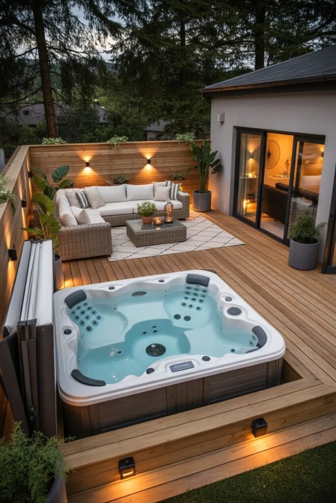 modern backyard hot tub design