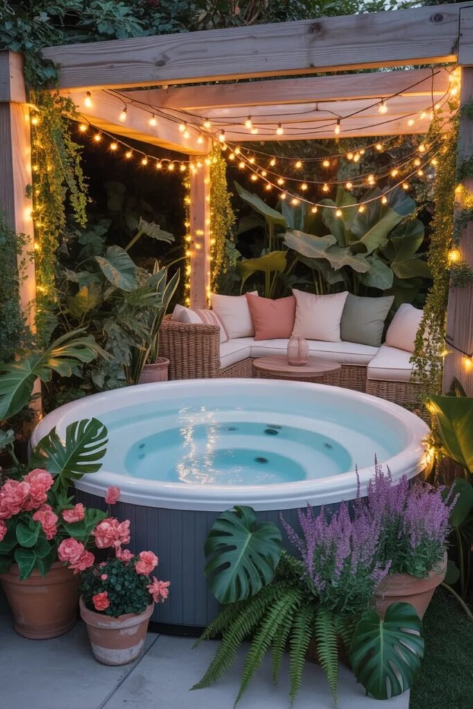 garden backyard hot tub design