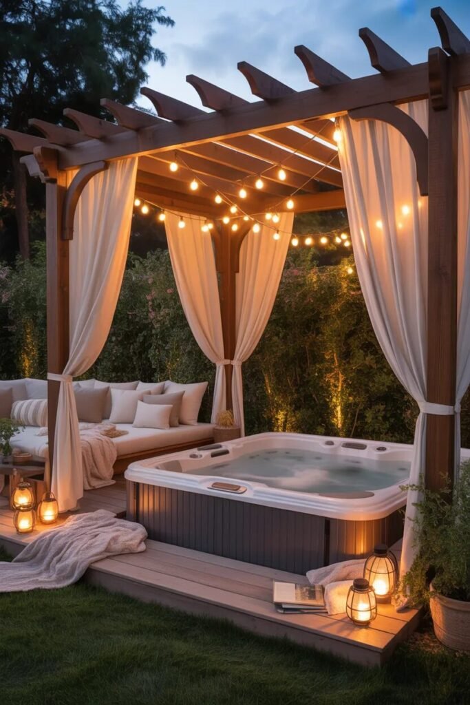 pergola backyard hot tub design