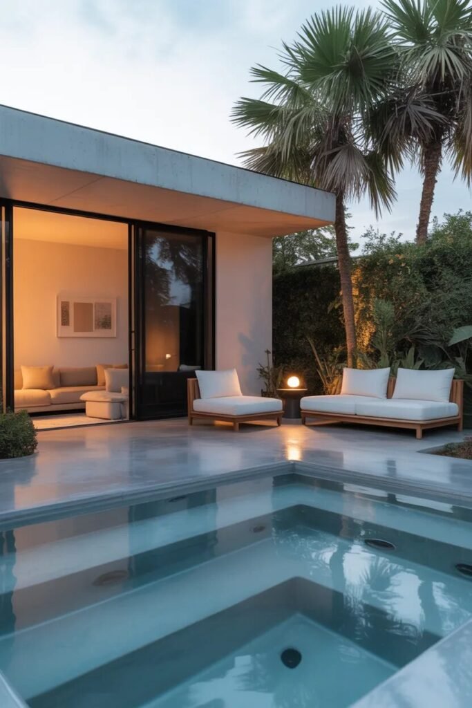 minimalist backyard hot tub design