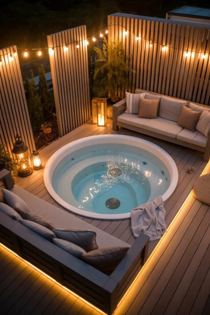 private backyard hot tub design