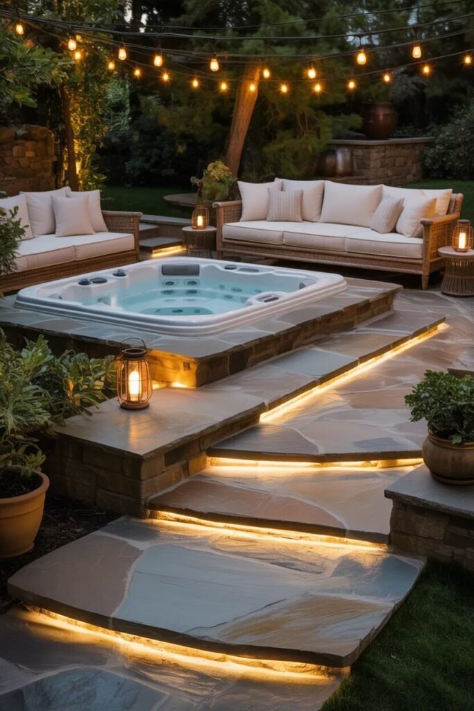 luxury backyard hot tub design