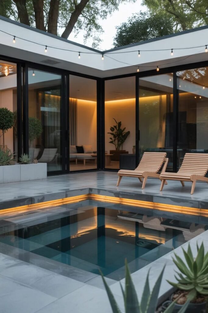 modern backyard hot tub design