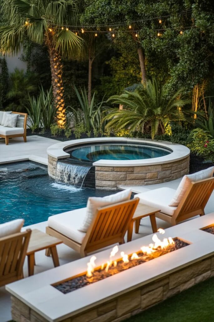 covered backyard hot tub design