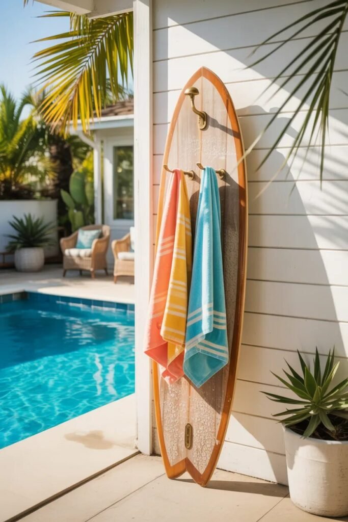creative pool towel storage ideas