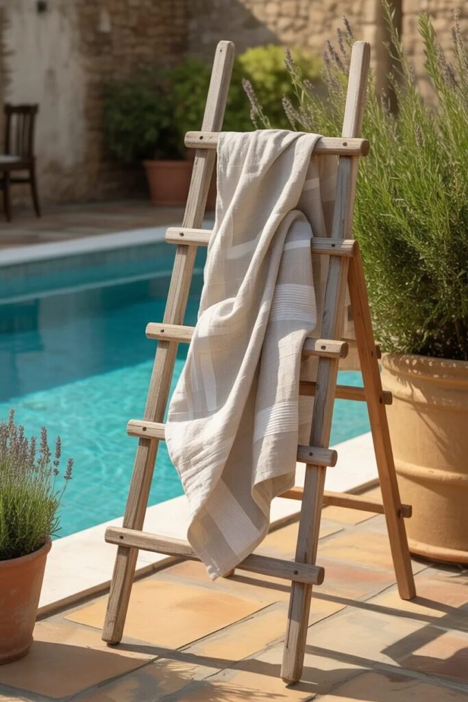 unique pool towel storage ideas