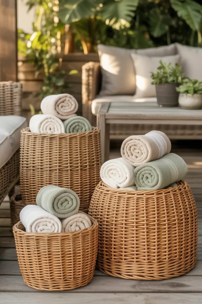 cozy pool towel storage ideas