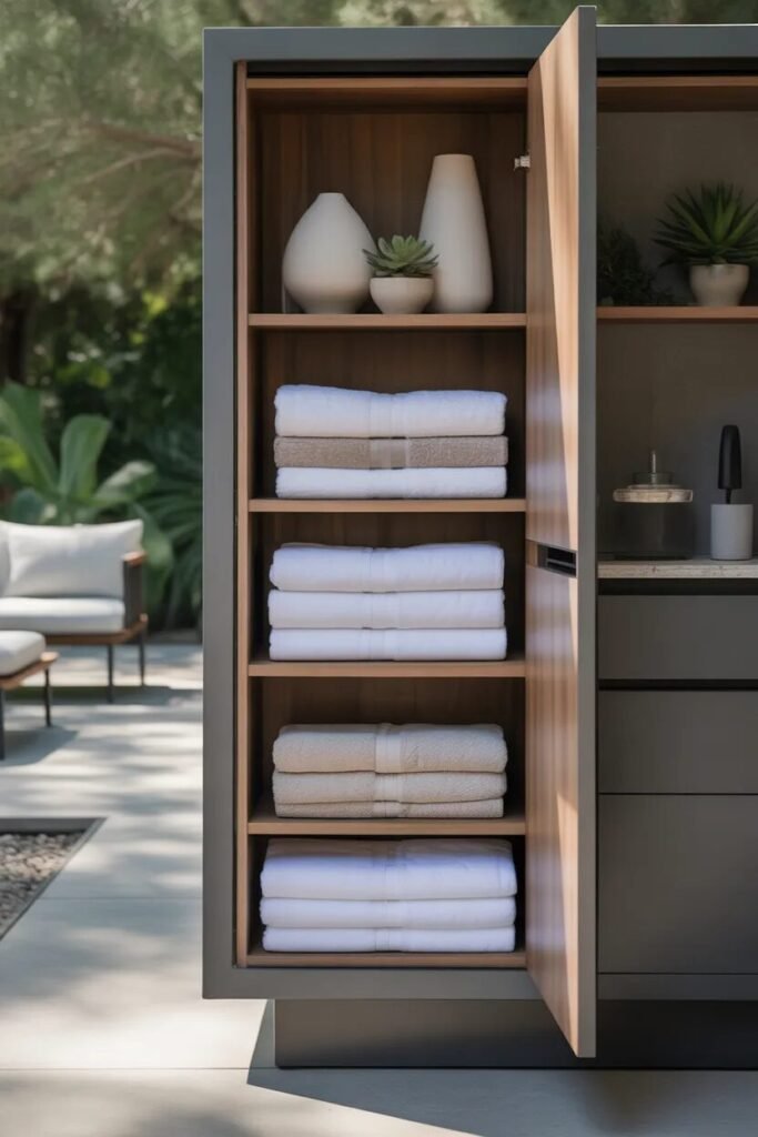 cabinet pool towel storage ideas