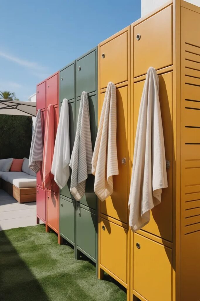locker pool towel storage ideas