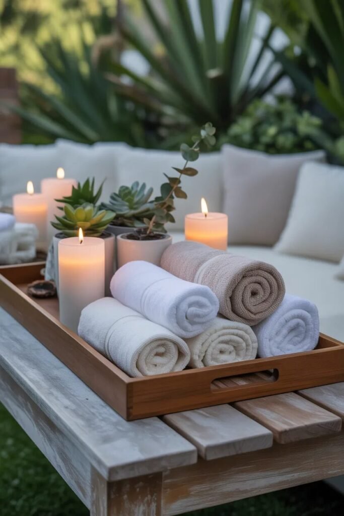 spa pool towel storage ideas