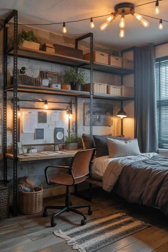 industrial boys dorm room design
