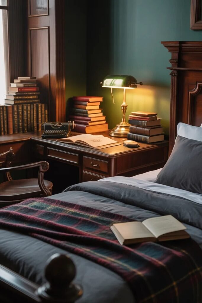 dark academia boys dorm room design