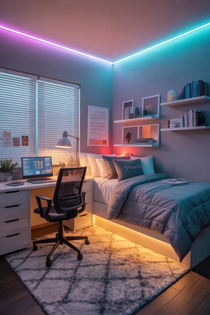 LED boys dorm room design