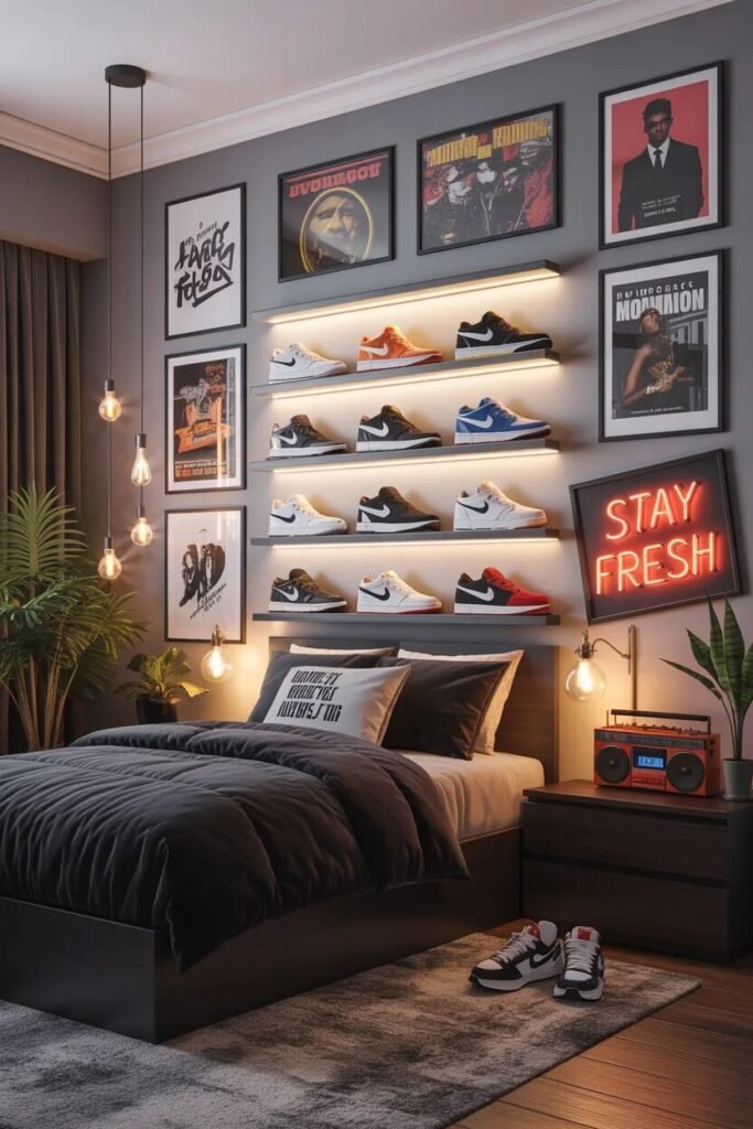 streetwear boys dorm room design