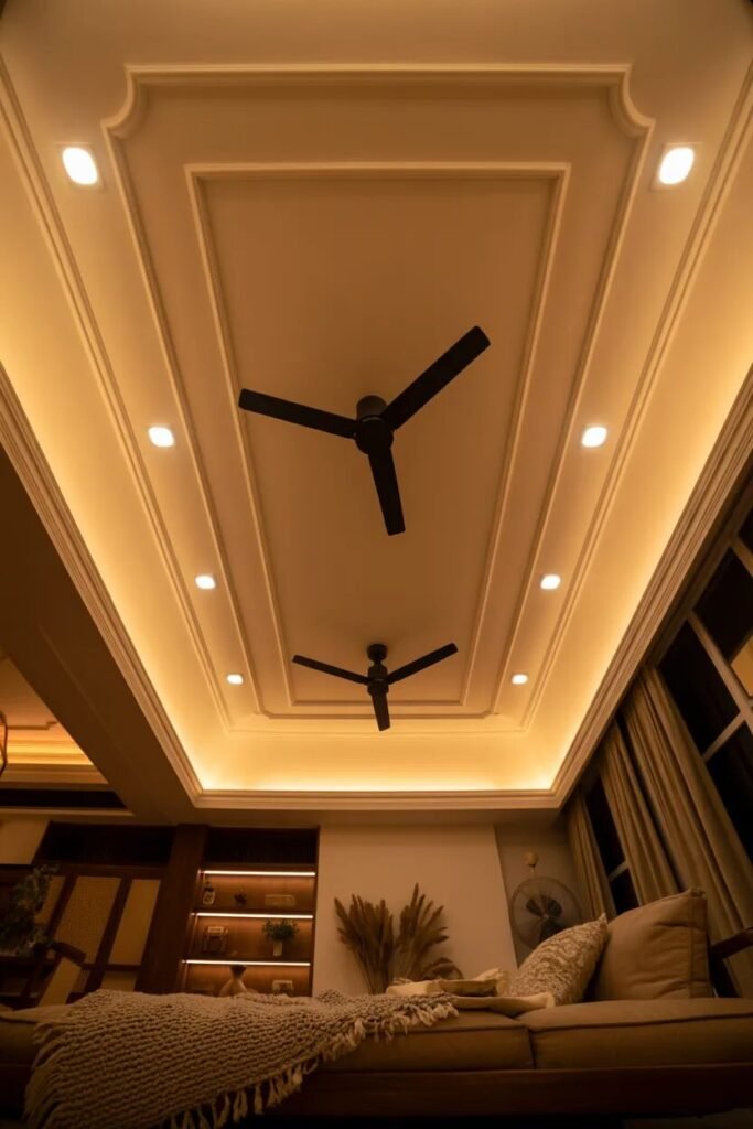 double fan false ceiling design ideas gypsum classic style