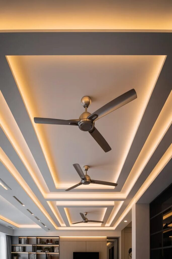 double fan false ceiling design ideas geometric modern