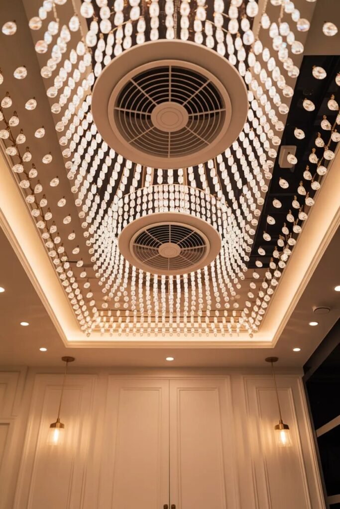 double fan false ceiling design ideas crystal luxury style