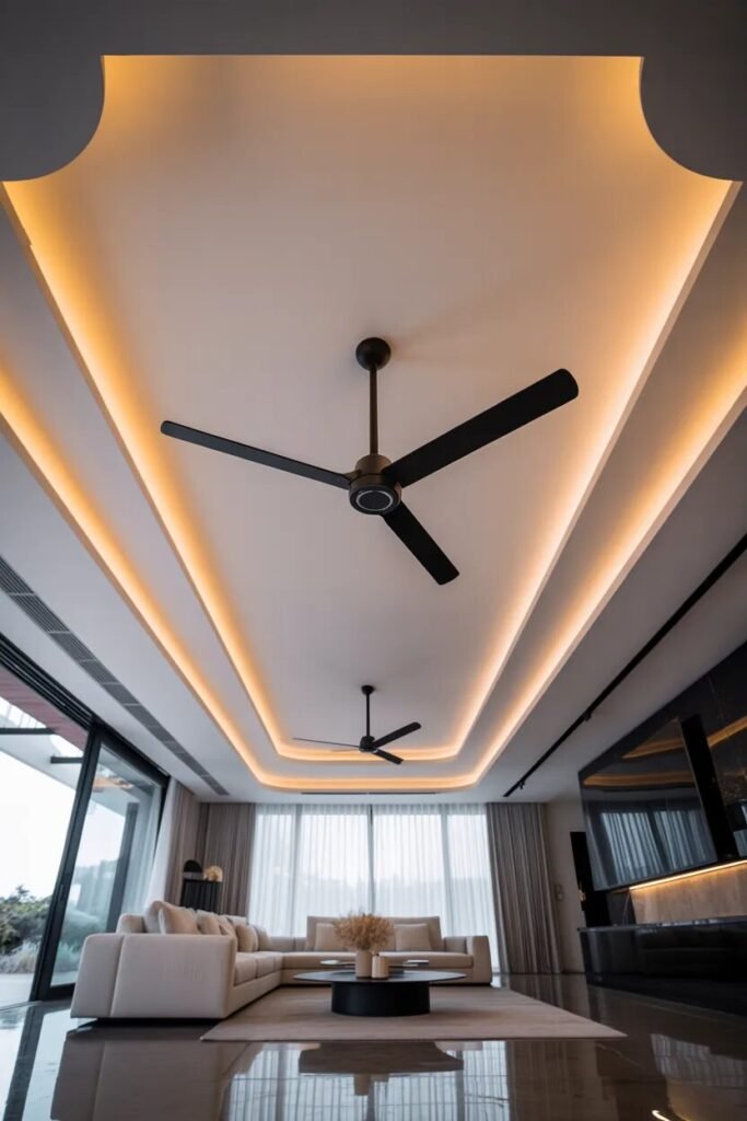 double fan false ceiling design ideas floating modern