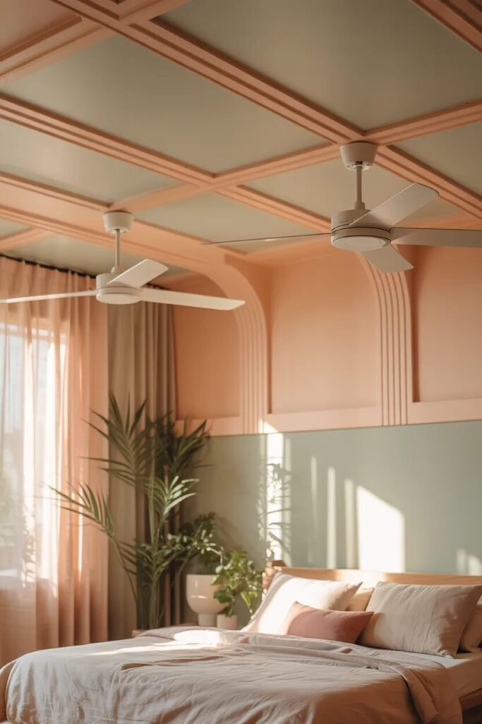 double fan false ceiling design ideas pastel soft style