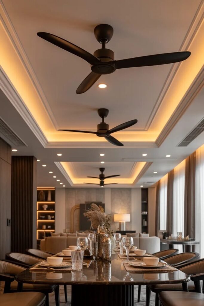 double fan false ceiling design ideas dining luxury