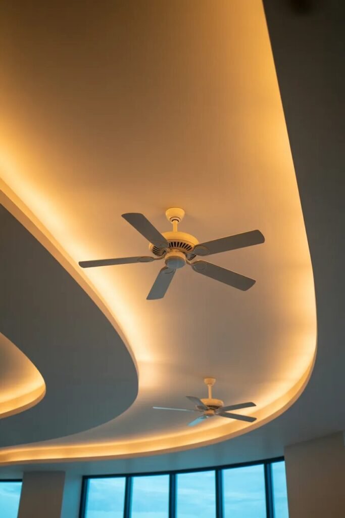 double fan false ceiling design ideas curved design