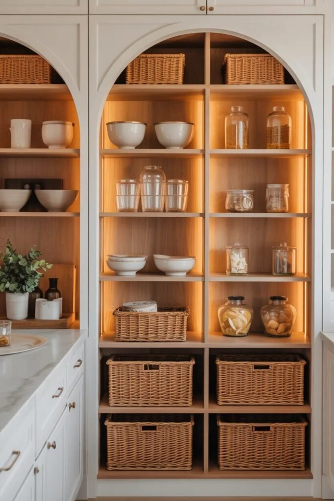 creative pantry shelving ideas arch