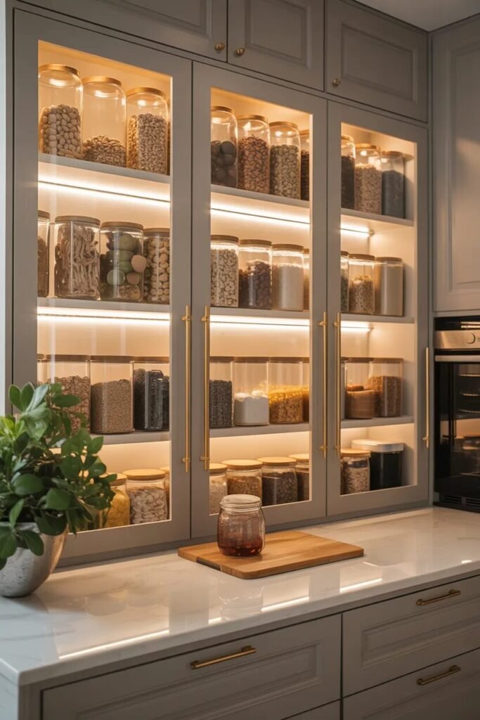 glass pantry shelving ideas kitchen
