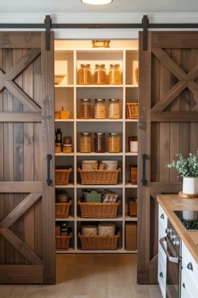 barn door pantry shelving ideas