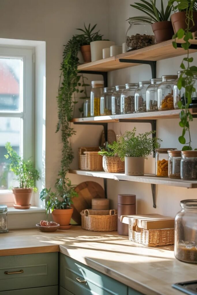 green pantry shelving ideas decor