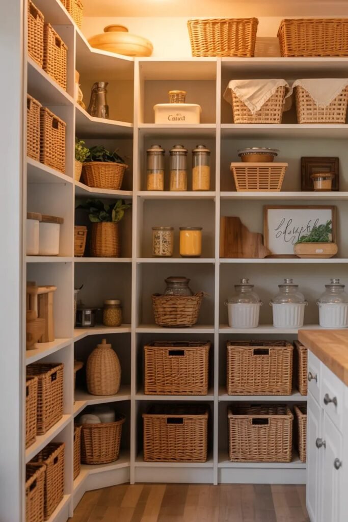 basket pantry shelving ideas decor