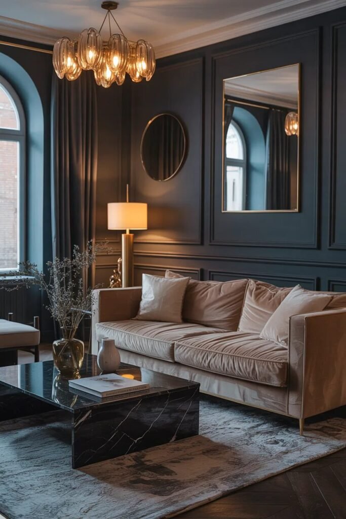 Moody living room design 2 moody living room design charcoal walls